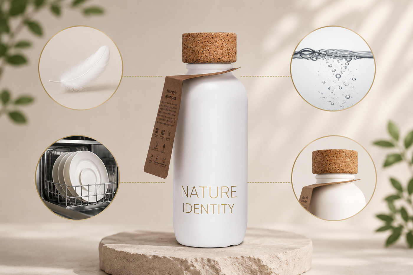 Omega-3 bottle on a natural stone surface
